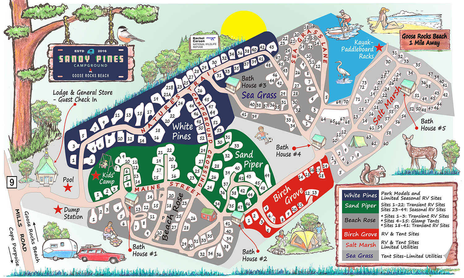Sandy Pines Campground map
