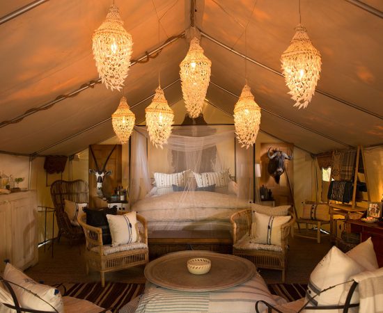 Blixen's Oasis Glamp Tent interior, by Nicola's Home