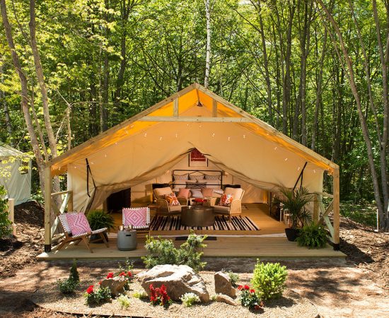 Coastal Comfort glamp tent exterior, by Huffard House