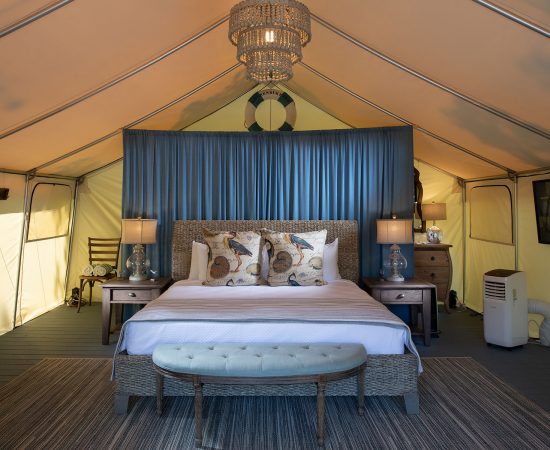 Sandy Pines Campground Ronin's Nest glamp tent interior