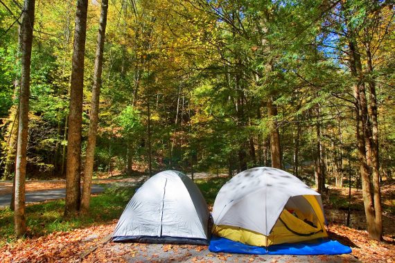Fall camping in Maine at Sandy Pines Campground