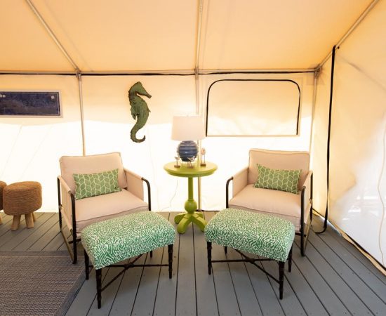 Tradewinds Glamp Tent interior seating area
