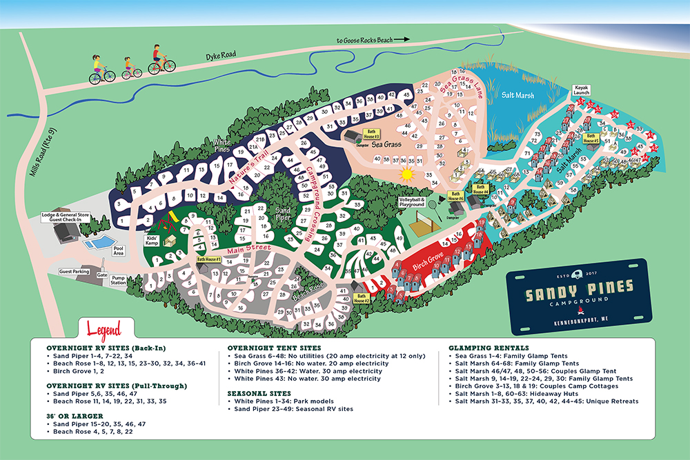 Sandy Pines Campground Map