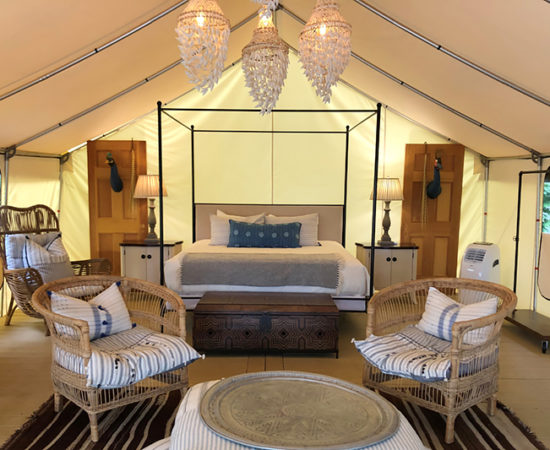 Blixen's Oasis glamp tent interior