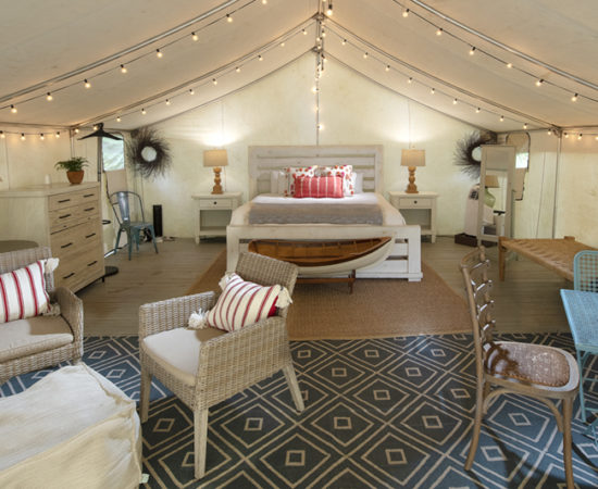 Seagrass glamp tent interior